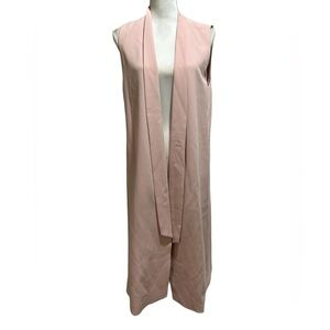 Alice + Olivia Keaton Open-Front Collar Long Vest | light pink | size large